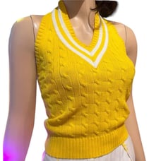 VTG Ralph Lauren Y2K Cable Knit Halter Top Sz M Preppy Tennis Academia Jumper
