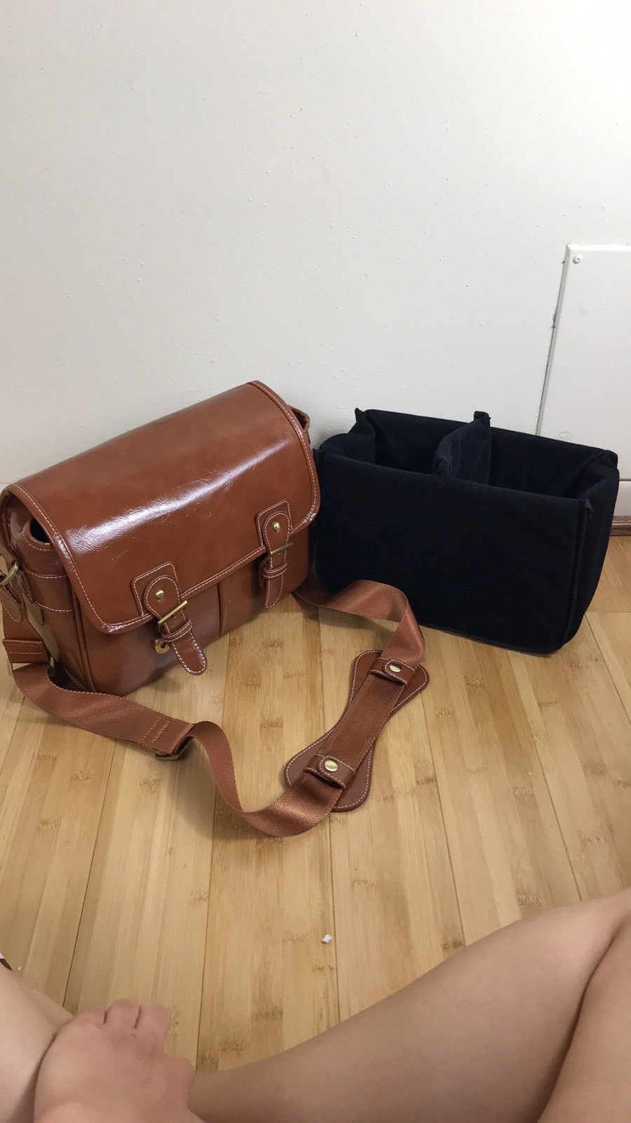 Faux leather messenger bag & divider