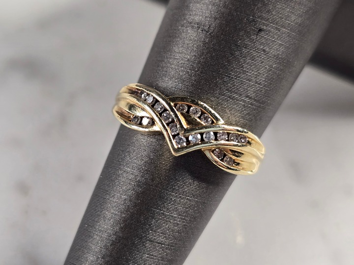 Womens Vintage Estate 10K Yellow Gold Diamond Ring 2.5g E7833