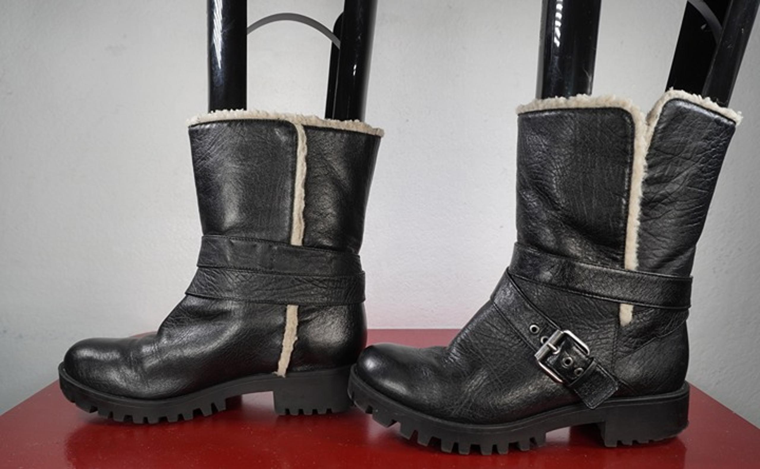 Women's Nine West Black Leather Ankle Mid-Calf Fur Lined Fashion Boots 6.5