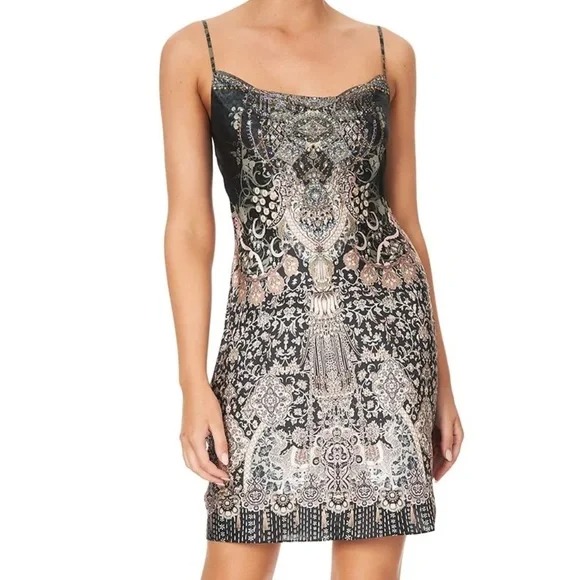 NWT Camilla Short Bias Slip Dress, Dust Her Off, 100%