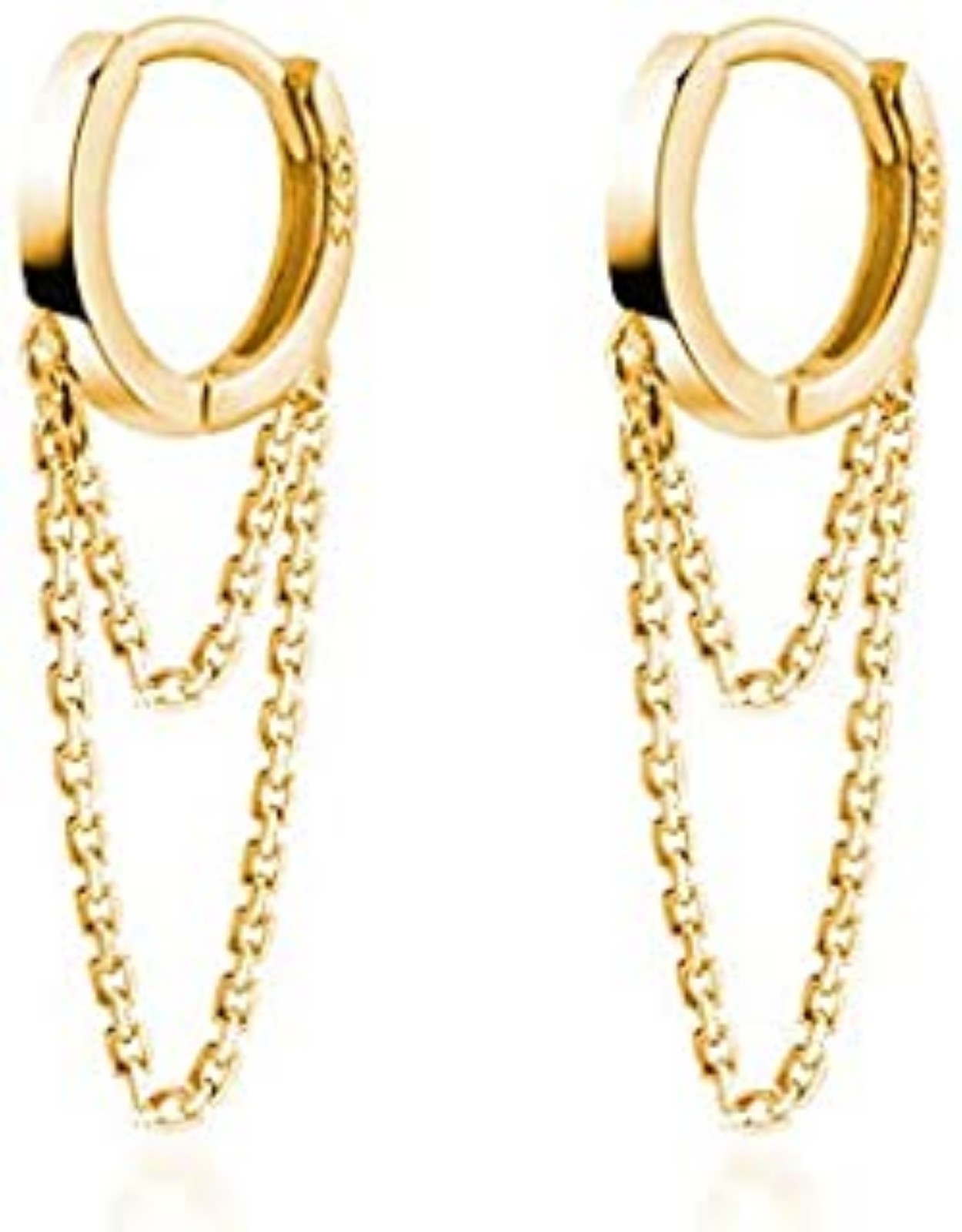 925 Sterling Silver Tassel Chain Drop Dangle Small Hoop Earrings Huggie for Wome