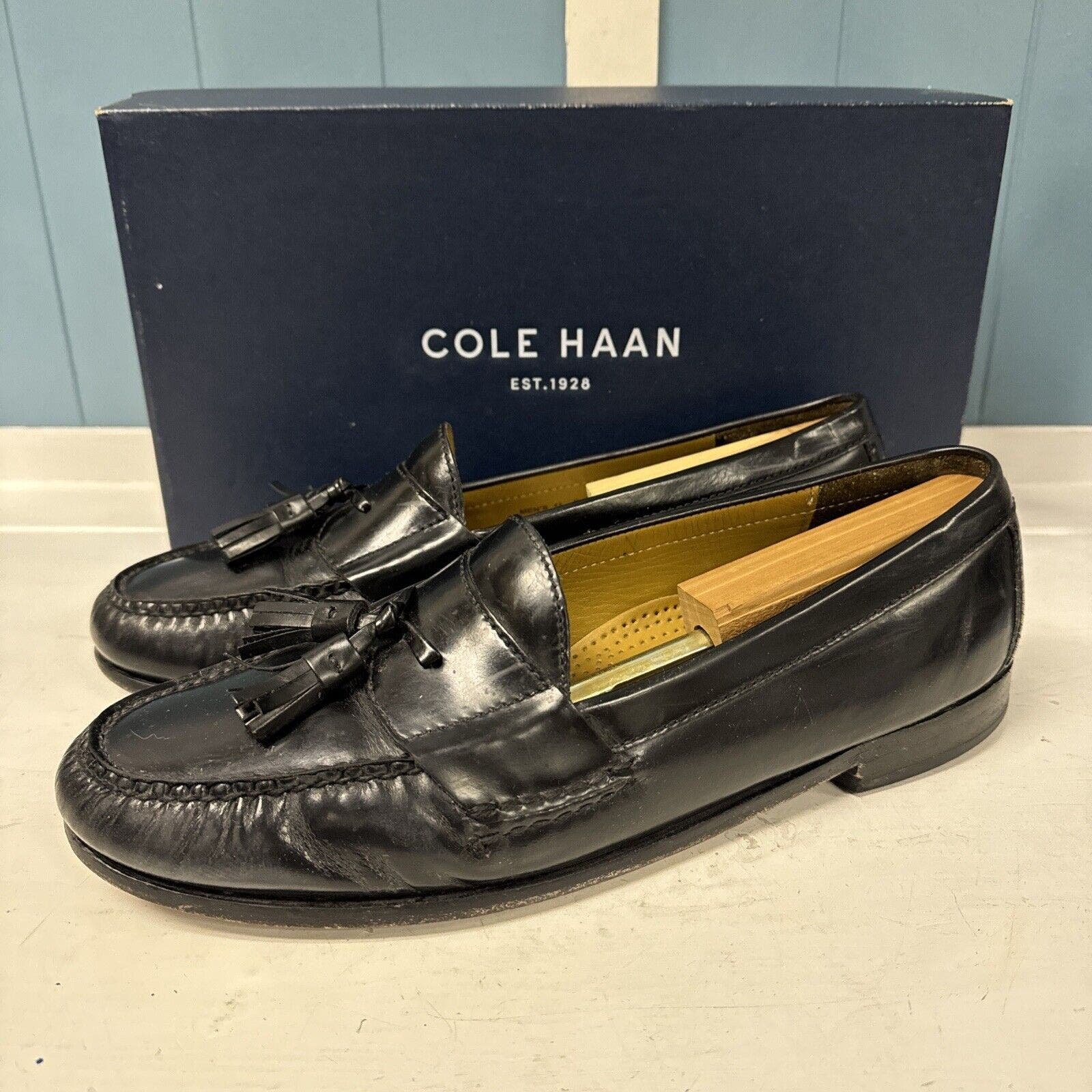 Men's Cole Haan Air Black Pinch Tassel Loafers Size 11 Leather 03507 + Shoe Tree