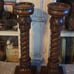 Tall Chocolate Colored Twist Pillar Candleholders