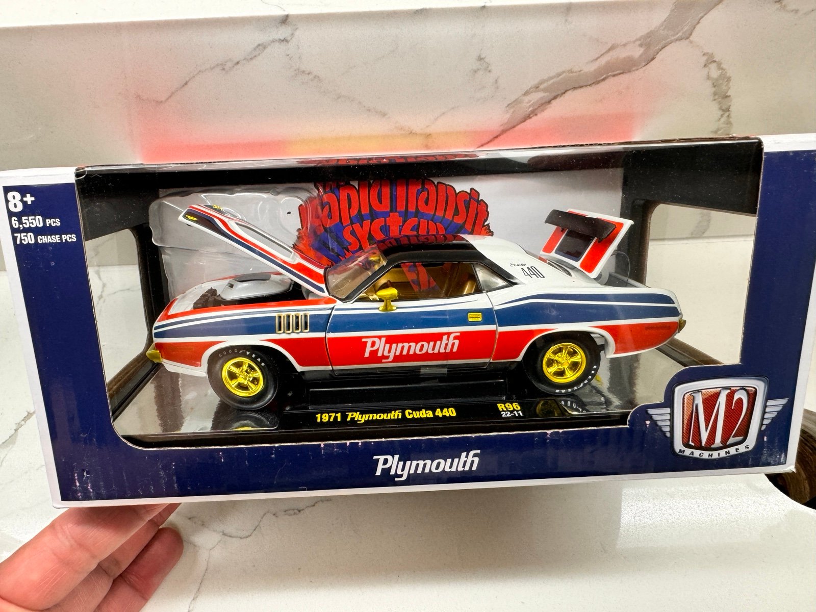 M2 Machines 1971 Plymouth Cuda 440 CHASE 1 of 750 pcs Rapid Transit System