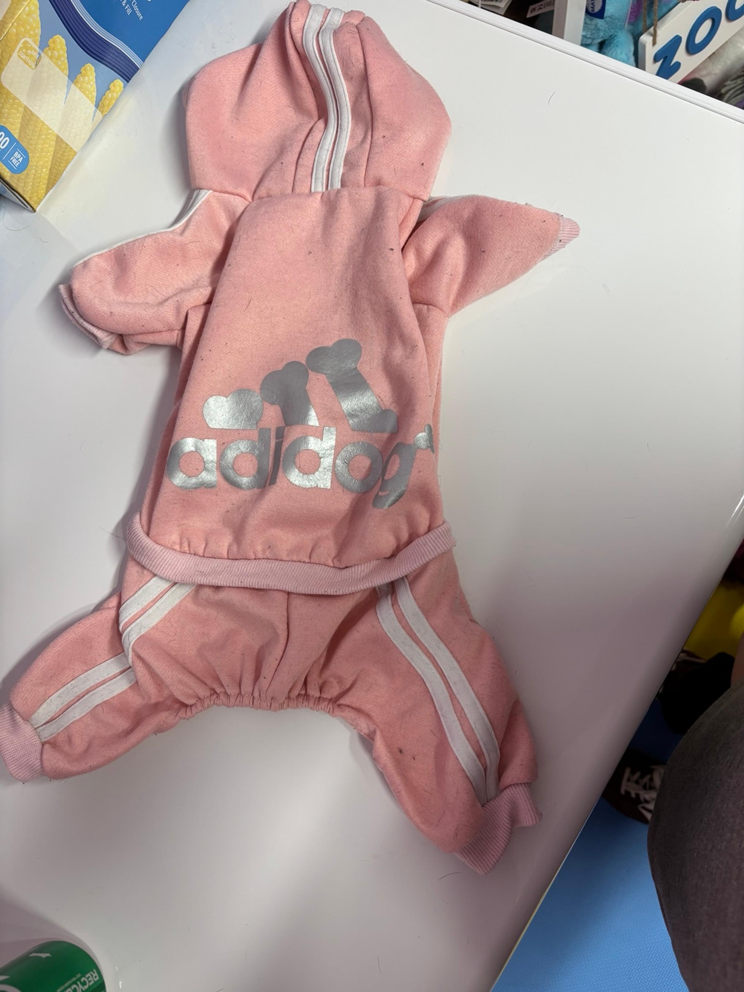 Pink Adidog Dog Tracksuit