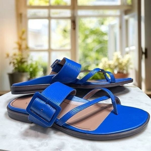 VIONIC Julep Leather Women Dressy Supportive Bold Buckle Sandals Size 8 EU 38.5