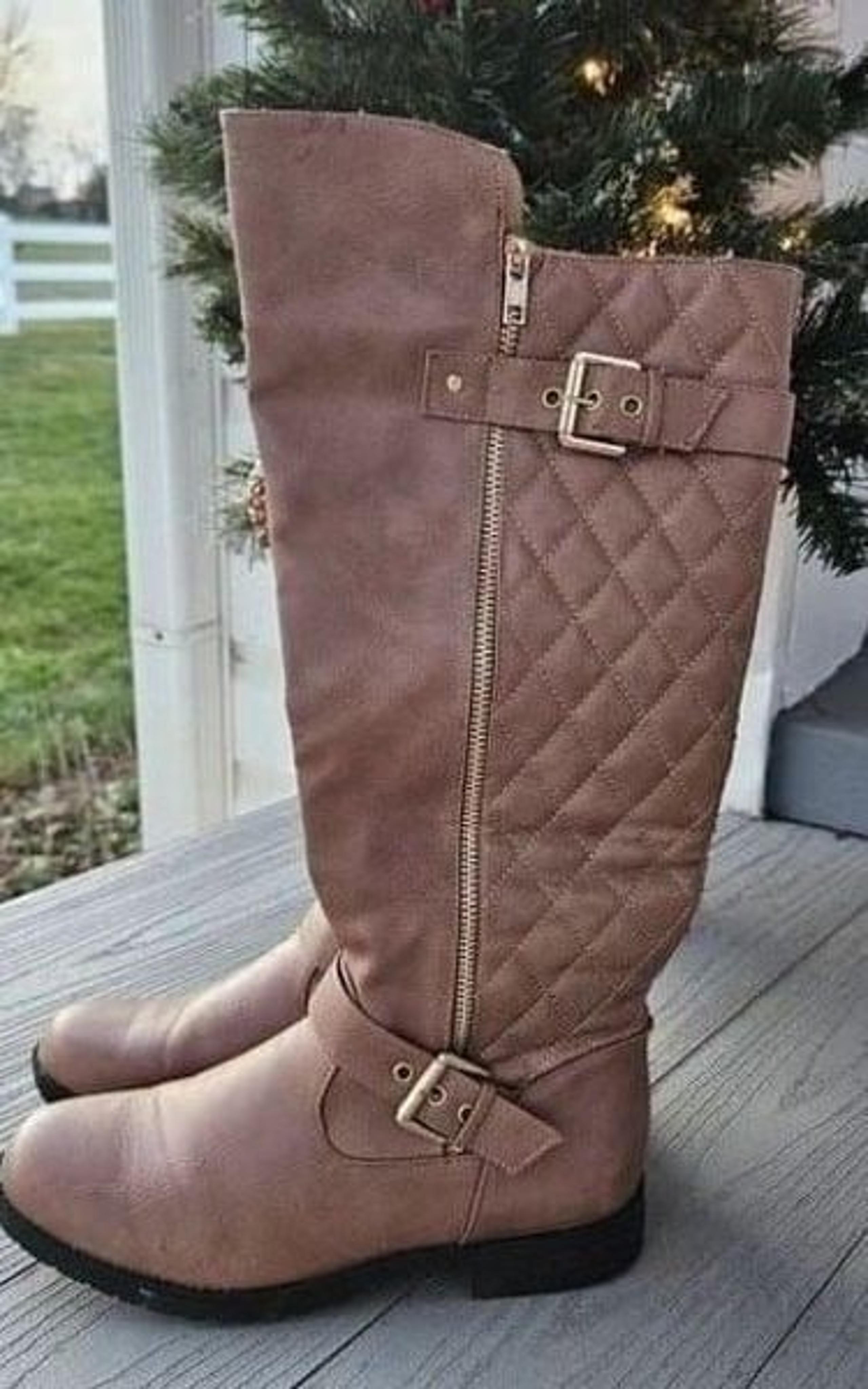 MANGO 21 forever Quilted Tan riding boots women's 7.5 preloved
