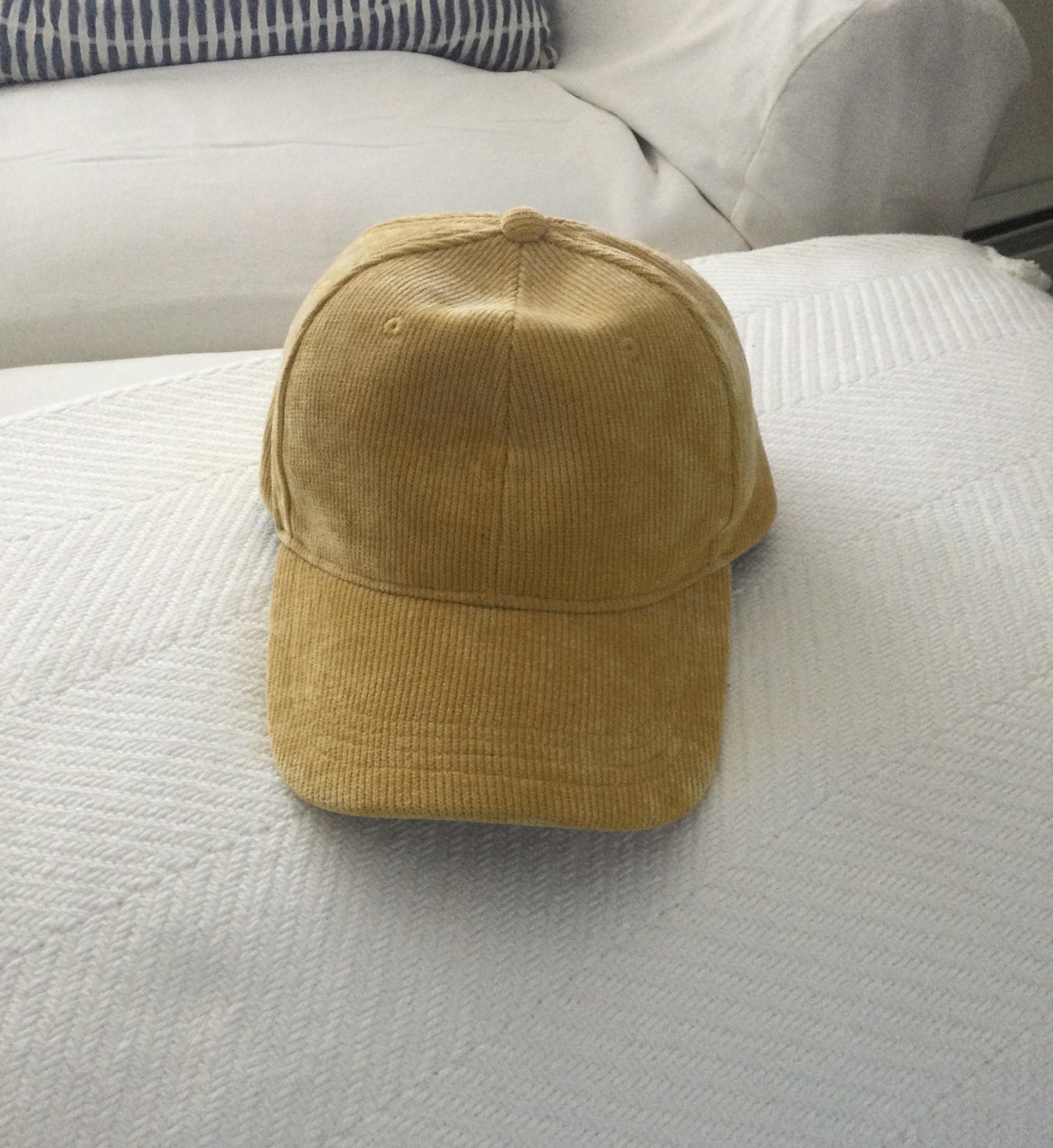 Anthropologie yellow corduroy hat