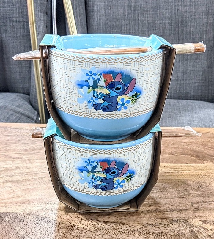 2 Disney Lilo and Stitch Ramen Bowls + Chopsticks