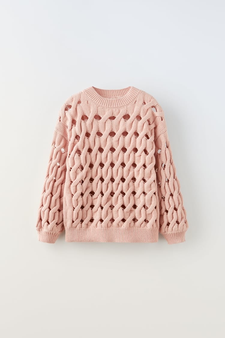 Zara Girls Long Knit Pink Sweater Size 6-7