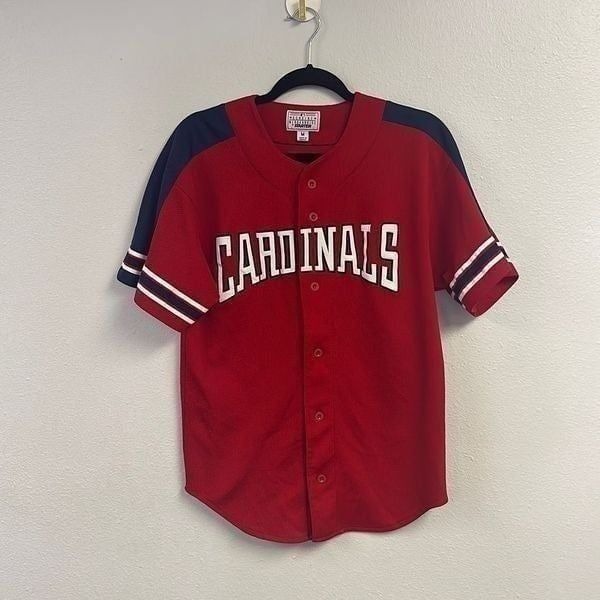Men's Vintage 90s Starter Red St Louis Cardinals Front Buttons Jersey Size M