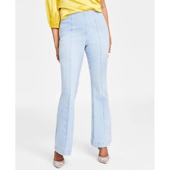 INC International Concepts Womens Sz 0 Pull On High-Rise Seamed Flare-Hem Jeans