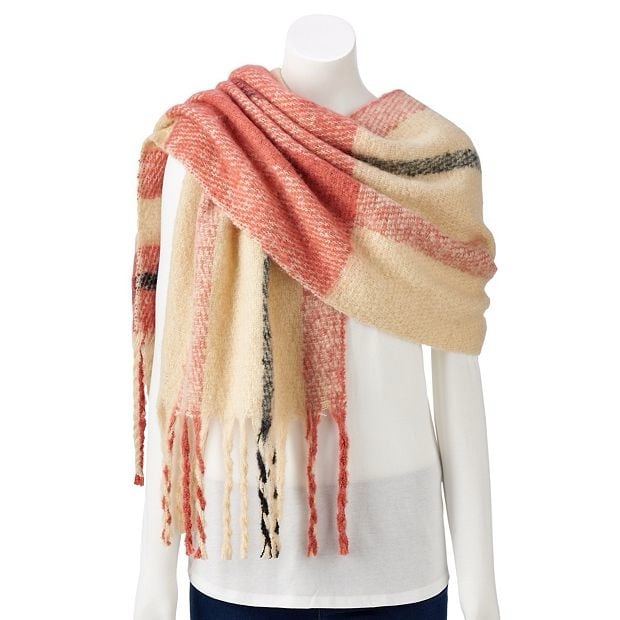 LC Lauren Conrad Plaid Blanket Wrap