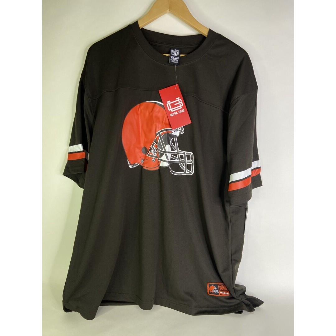 Cleveland Browns NFL Ultra Game Mens 2XL 2X Short Sleeve Logo Mesh Shirt Jersey