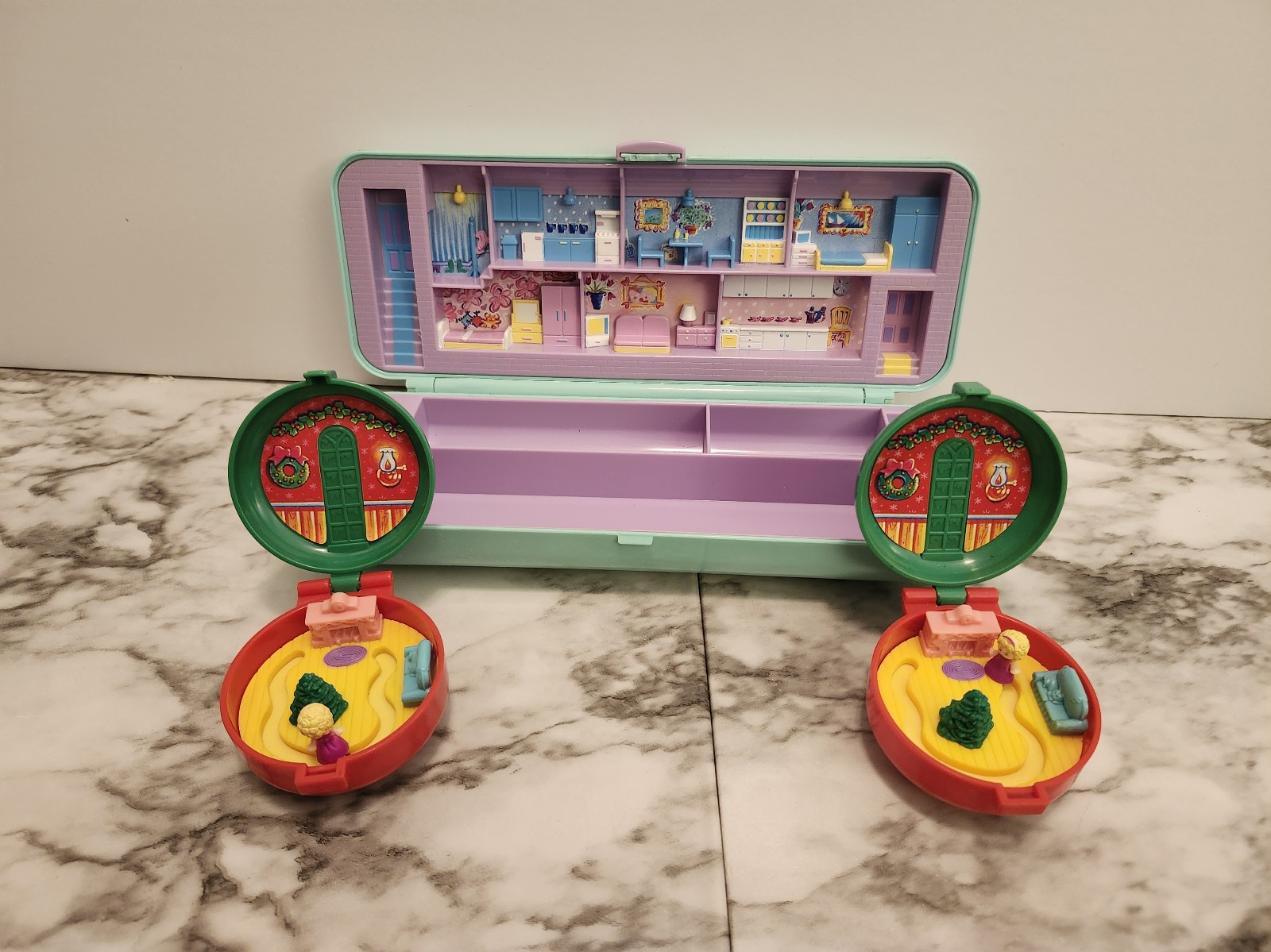 90s Vintage Polly Pocket Bundle-pencil case and Christmas wreaths