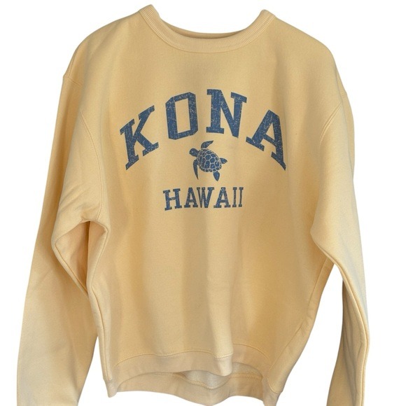 Kona Hawaii Vintage Y2K Sweatshirt Yellow Blue Size Medium