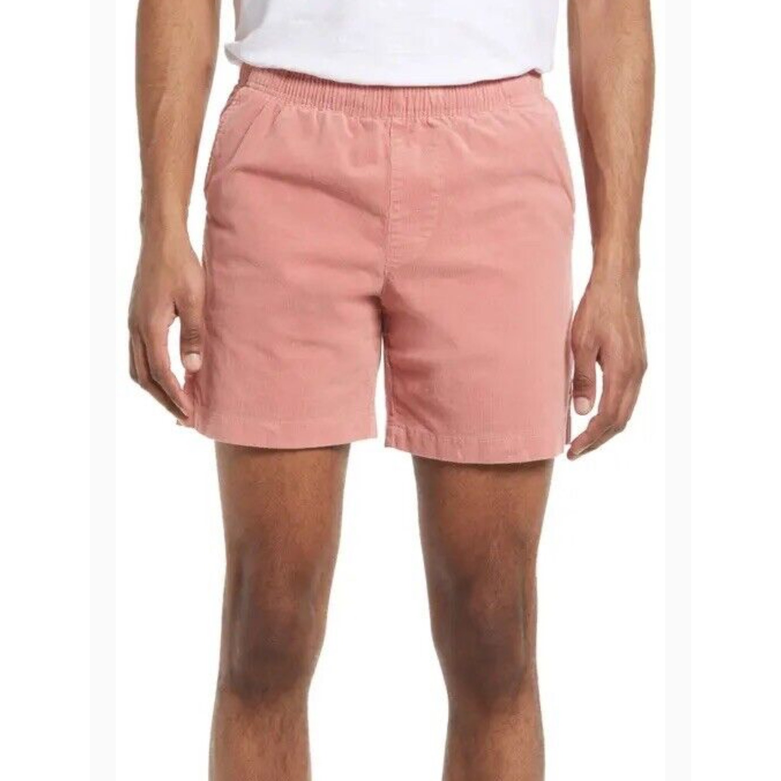 GoodLife Men's Ash Rose Pink Corduroy Pull On Elastic Waist Shorts Xl NWT