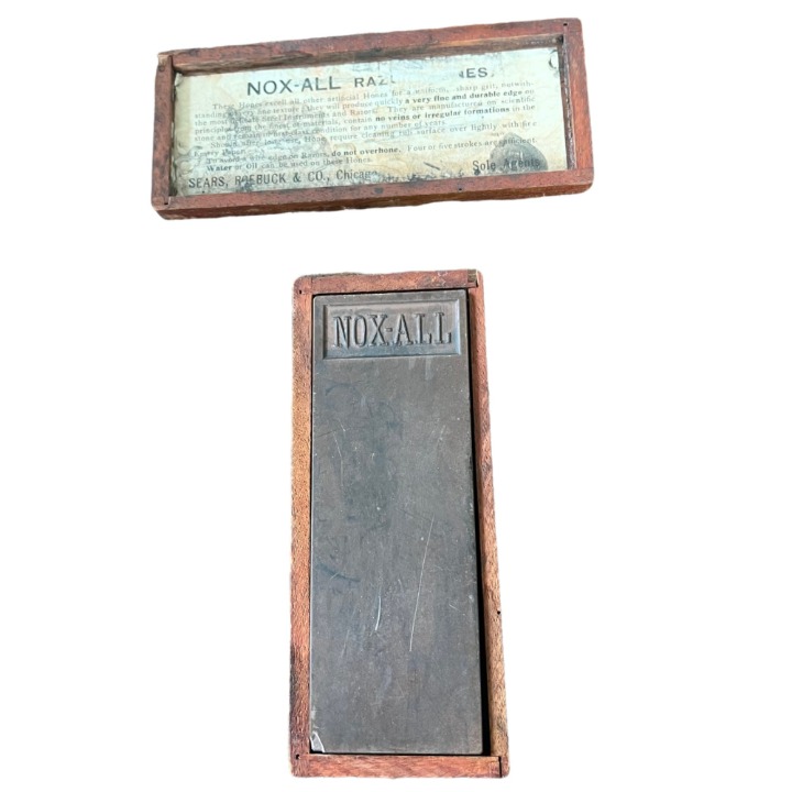 Vintage Nox-All Razor Hones In Original Wooden Box