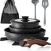 10PC Nonstick Induction Kitchen Cookware Sets with Detachable Handle -8sz9