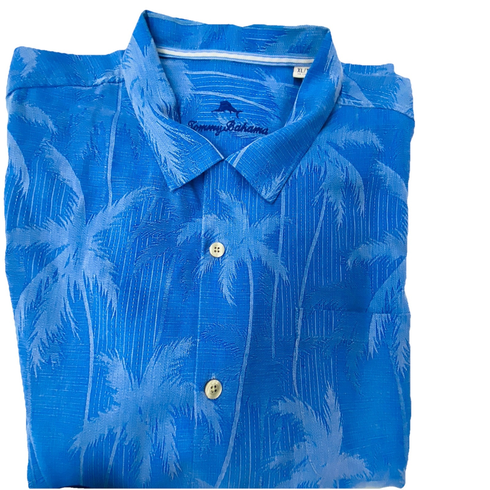 TOMMY BAHAMA 100% Silk Men's XL Digital Palms Hawaiian Aloha Tropical Shirt