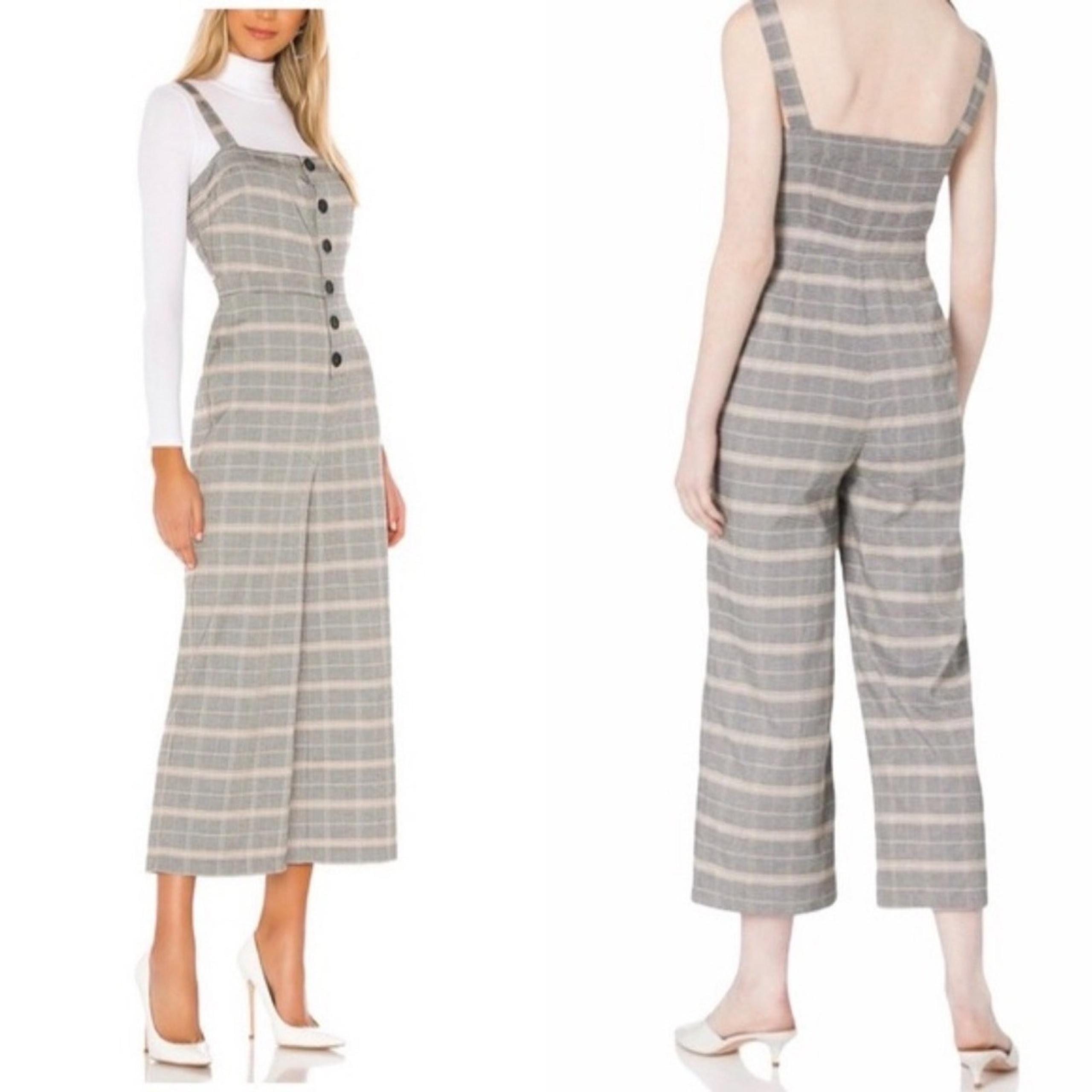 Anthropologie Cupcakes Cashmere Willa plaid wide leg cropped jumpsuit size 4