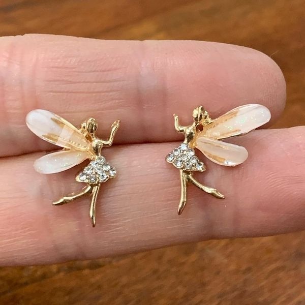 Girl’s Dainty Fairy Earrings, Tinkerbell Fairycore Teen Angel Wings Tinker Bell
