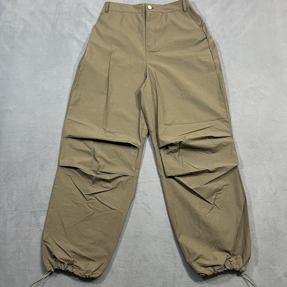 7 For All Mankind Windbreaker Balloon Pants Womens M Army Green Nylon Ripstop
