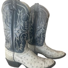 Vintage Tony Lama Western Quill Ostrich Cowboy Boots El Rey B Size 9 1/2