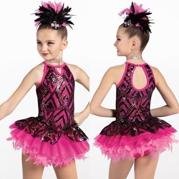 WEISSMAN Dance Costume tutu pink feather sassy B.E.A.T 12830 SC Small child 6