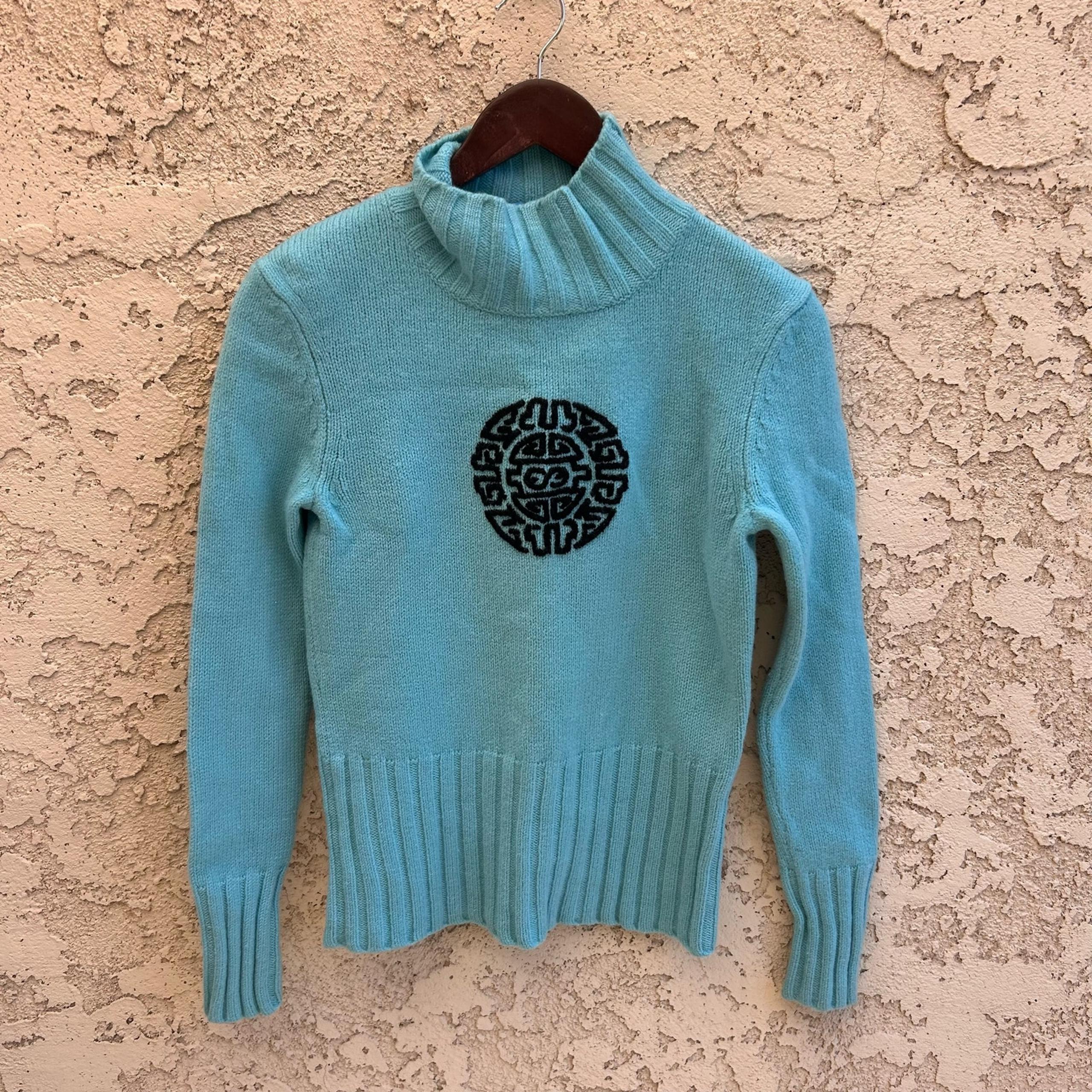 ESCADA Monogram Merino Wool Turtle Neck Size Medium