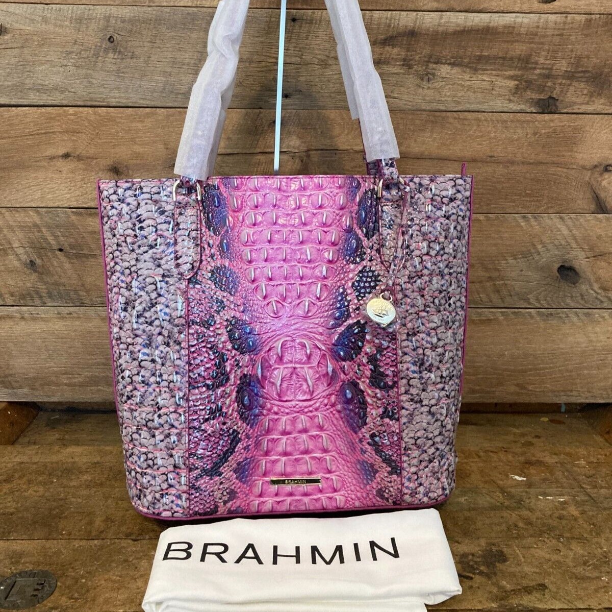 Brahmin Abigail Pink Cobra Ombre Melbourne Leather Tote -NWT