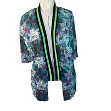 Callie Lives Shein Sheer Abstract Watercolor Tropical Hawaiian Swimsuit CoverUp!