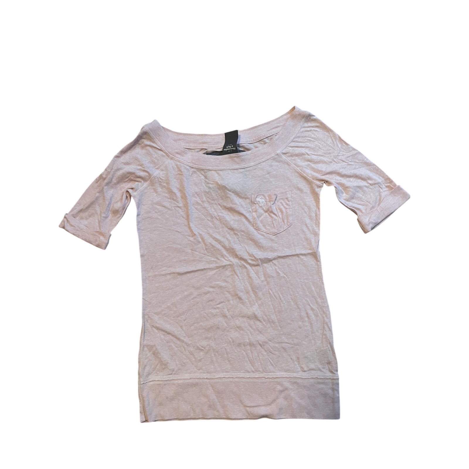 NWT Abercrombie & Fitch Vintage Y2K Wide Neck Light Pink Tunic Long Sleeve M