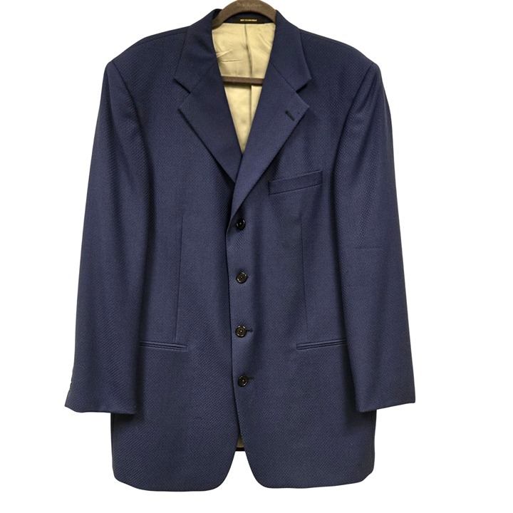Vintage Monsieur by Givenchy Men's 42 Long Textured Blue Blazer Jacket Academia