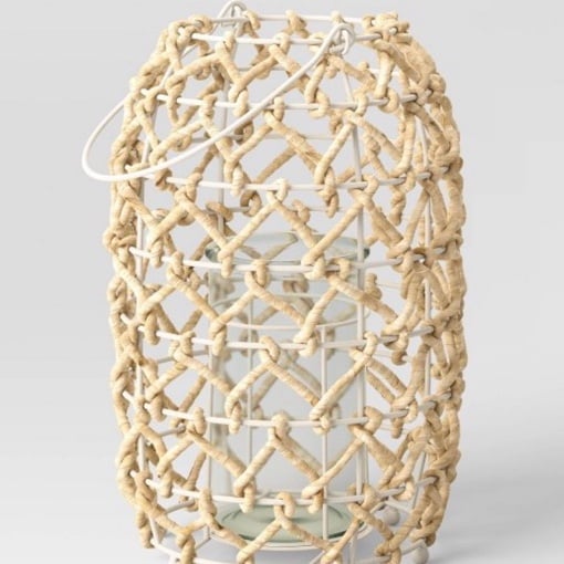14.5 Maize/Glass Outdoor Lantern Candle Holder Beige - Opalhouse™ designed with