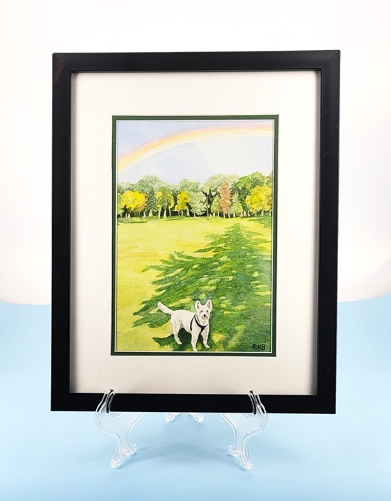 Original Watercolor Q's Rainbow by Robin Barnett Matt Framed Signed Art Work