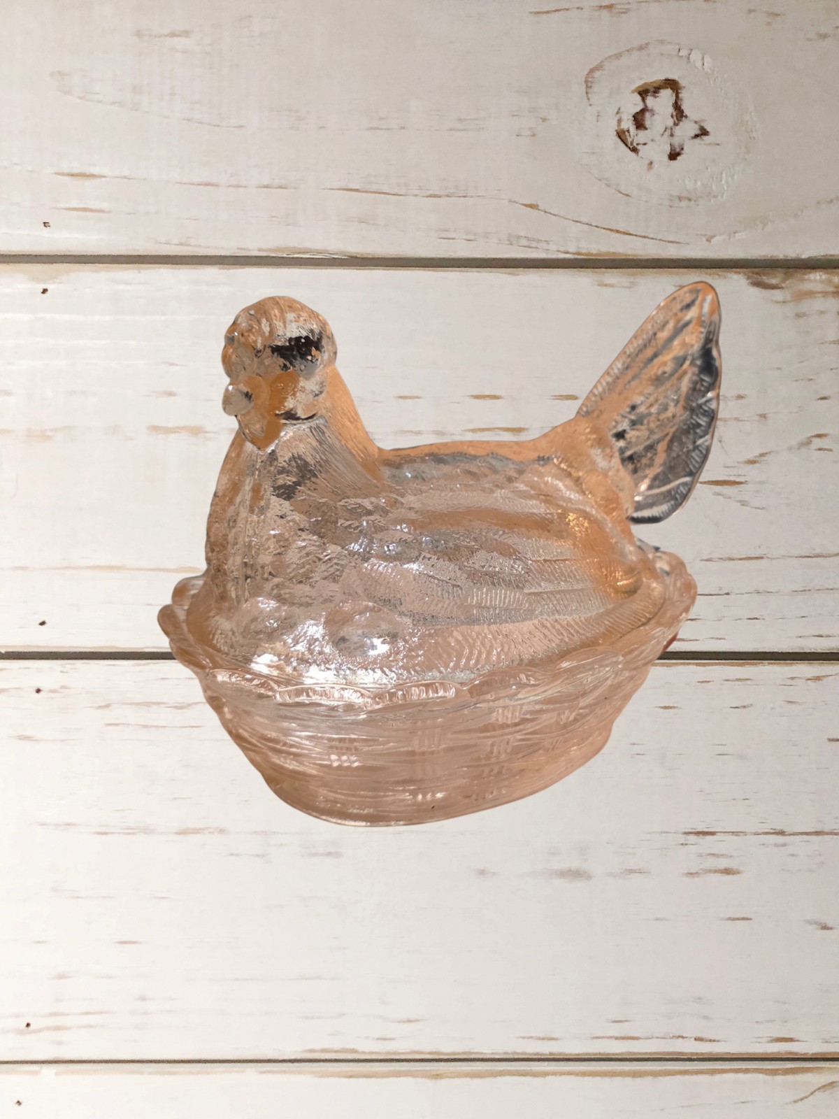 Vintage Pink Hen on a Nest
