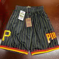 Mitchell & Ness Mens Black Pittsburgh Pirates MLB Athletic Shorts Size Small