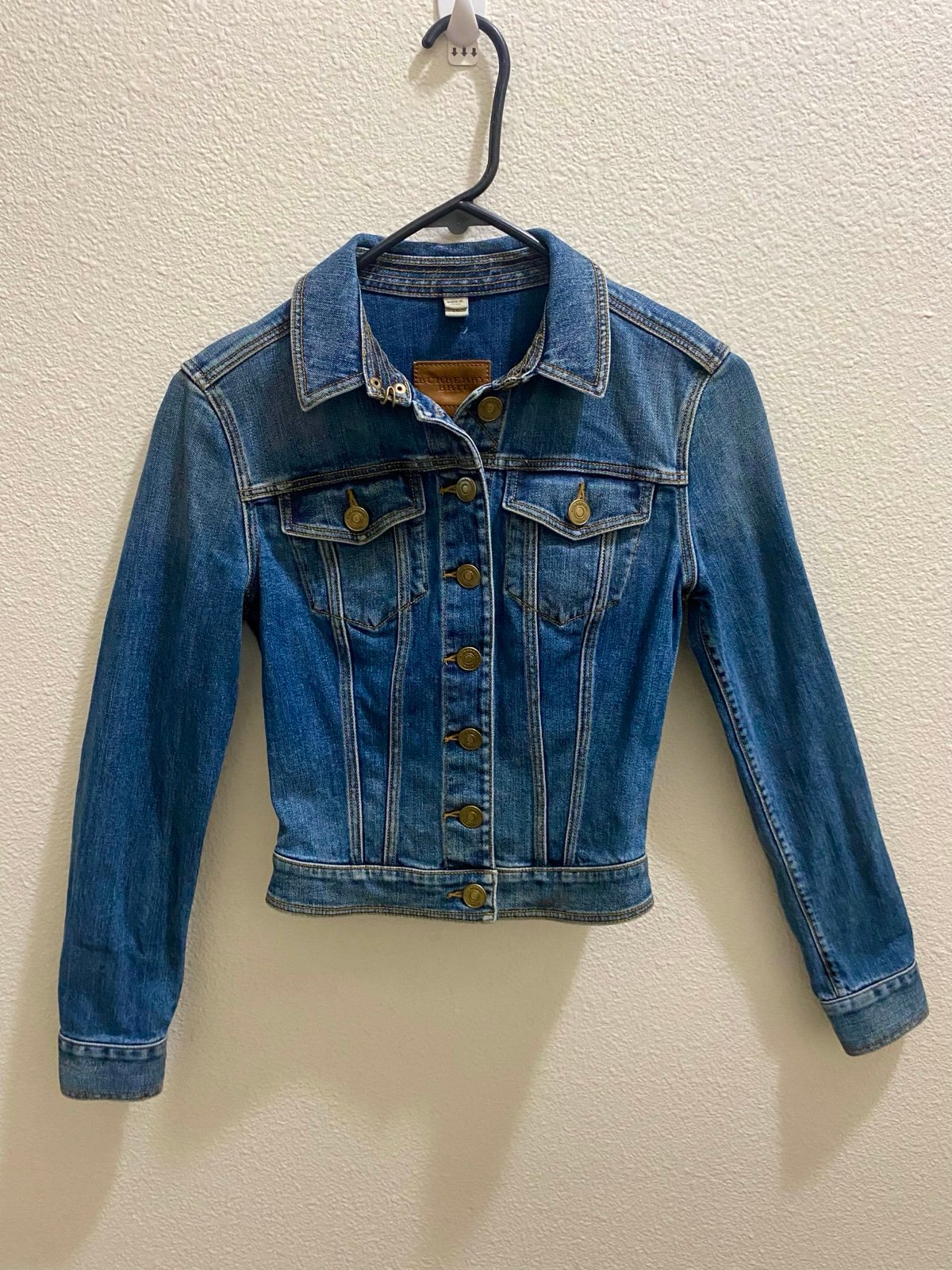 Burberry Brit Women’s Denim Jacket Blue Fitted Button Front Jean Jacket
