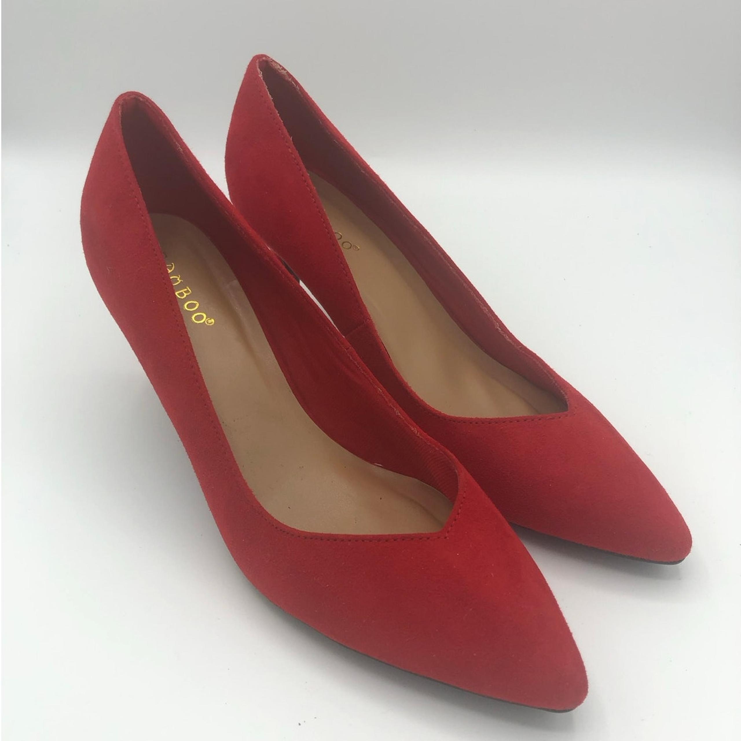 Bamboo Career Office Desiree Red Tapered Heels | Women's Size 8