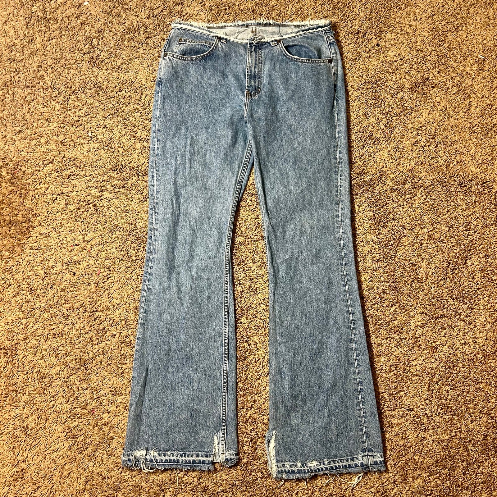 Denim Distressed Hem Flare Jeans!