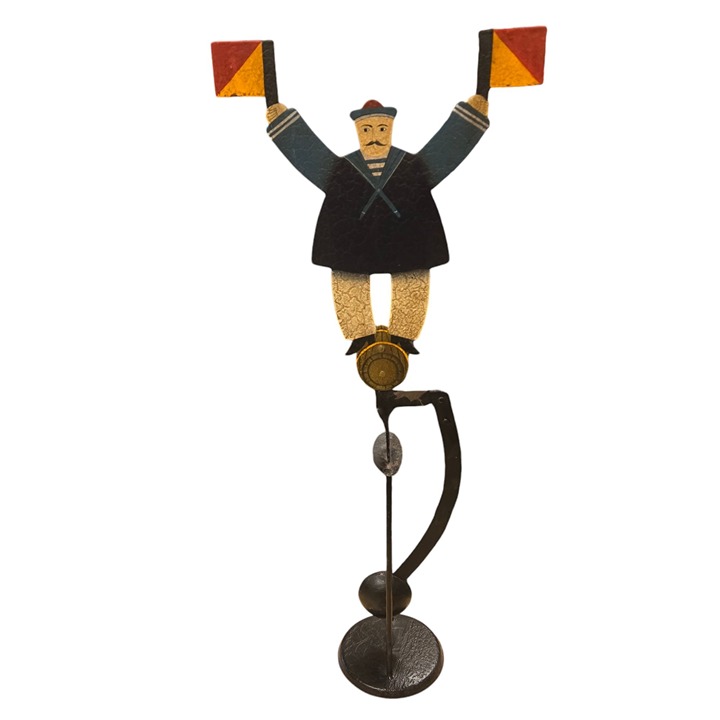 Signal Sailor Metal 23 In Folk Art Sculpture Home Decor Balance Toy Beach House