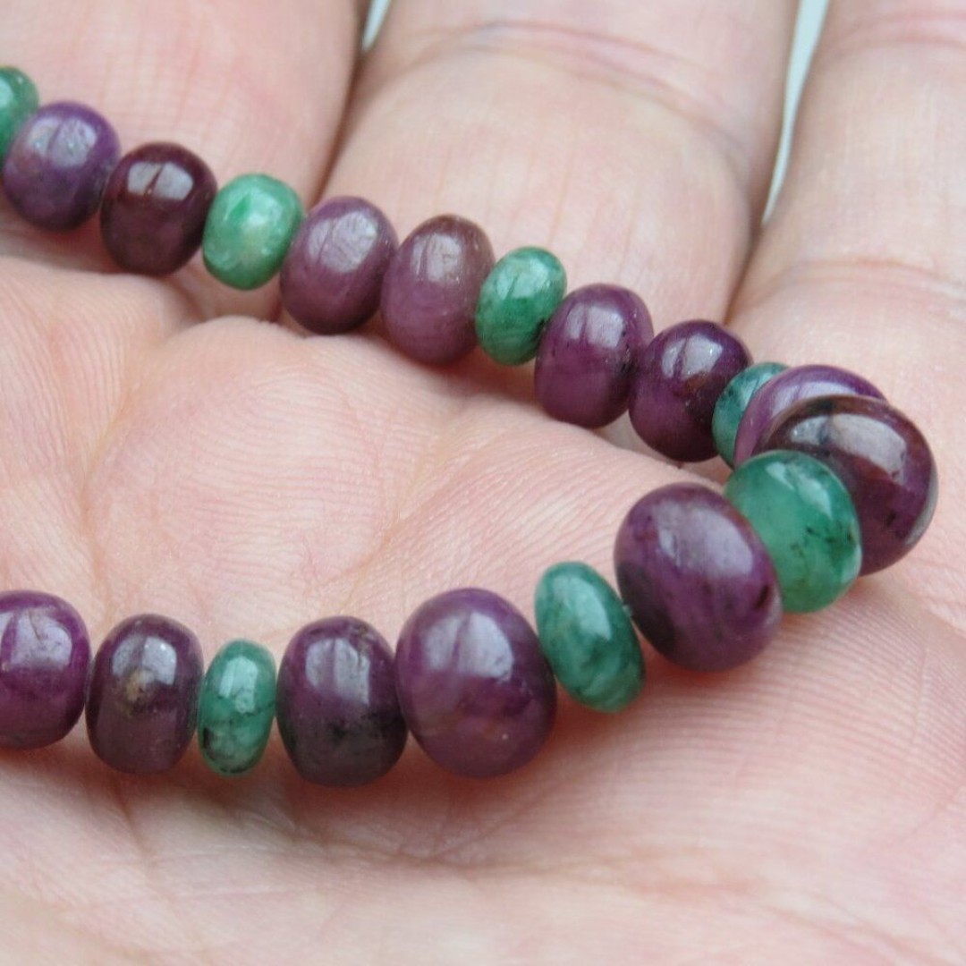 14k Emerald Ruby 100 CARAT Weight Necklace
