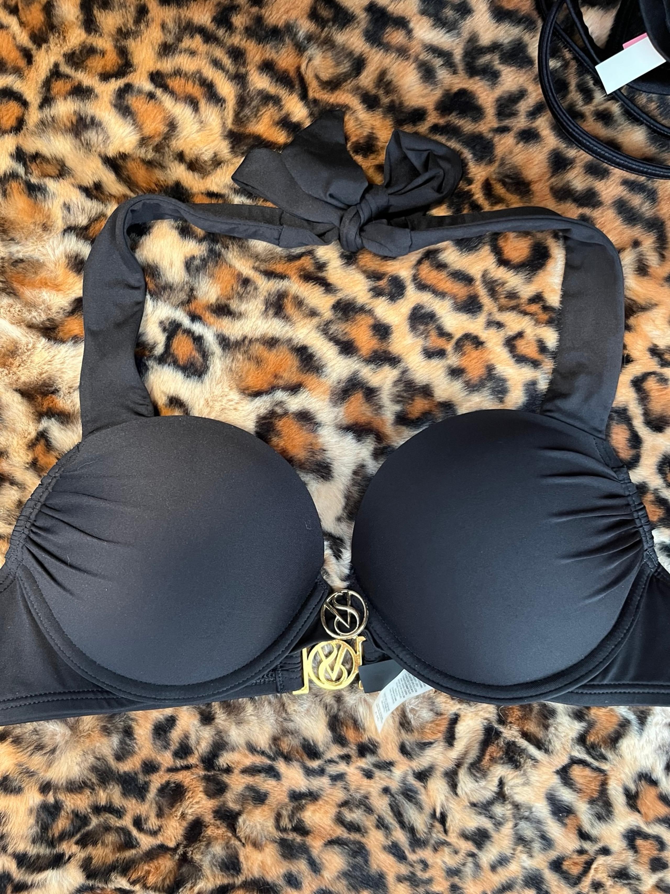 34A Victoria secret bombshell bikini swim bathing suit padded black top