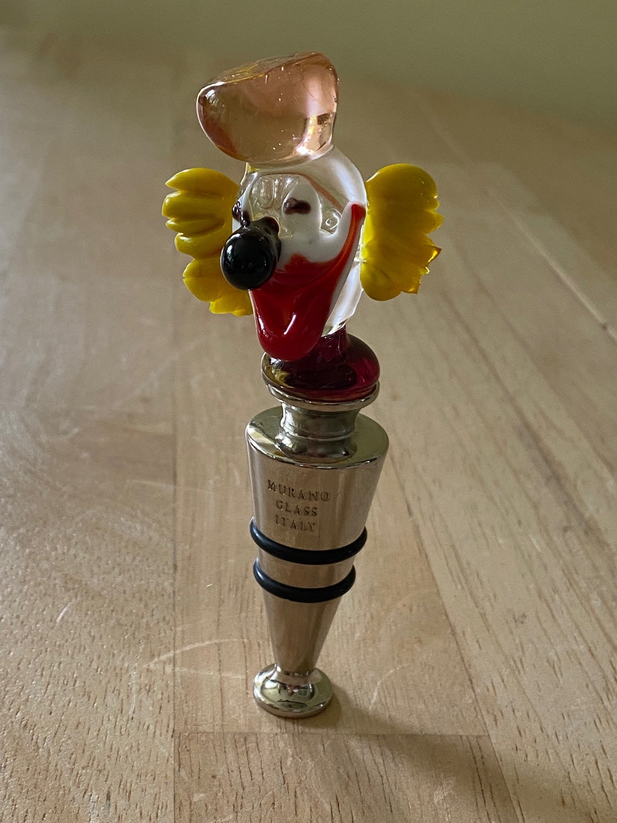 Murano glass hand blown stamped bottle stopper. Made in Italy.