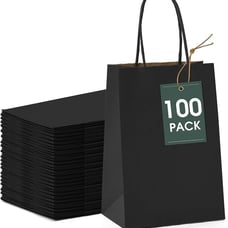 Black Paper Gift Bags, 5.25x3.75x8 100Pcs
