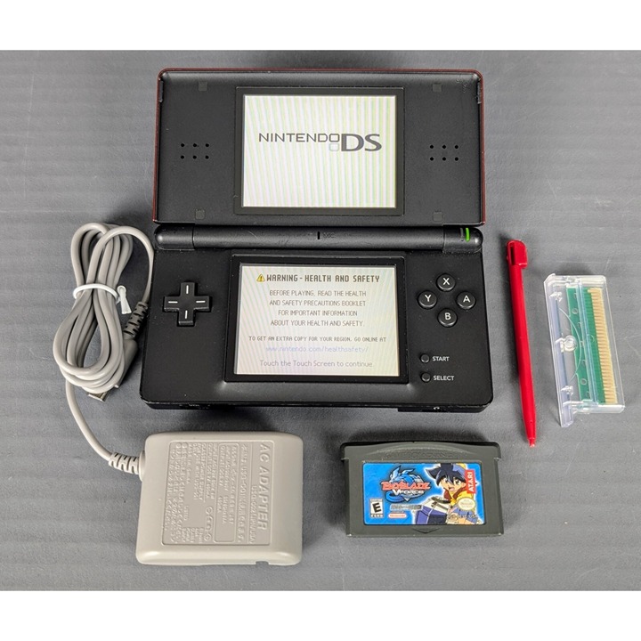 Nintendo DS Lite Red/Black Console USG-001 w/Beyblade V-Force, Charger, Stylus