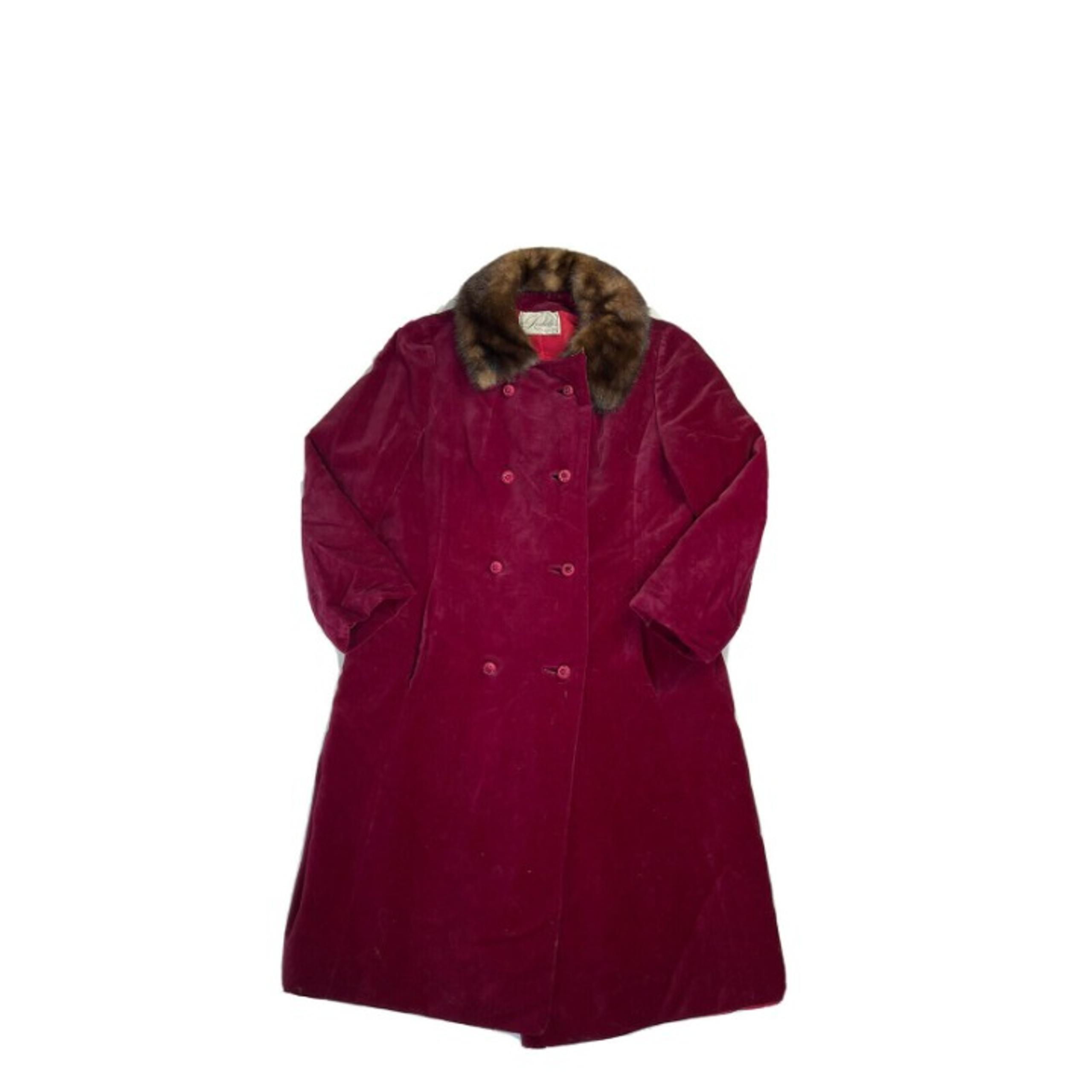 vintage Womens Medium Velour Double Breasted Pea Trench Coat Glamour