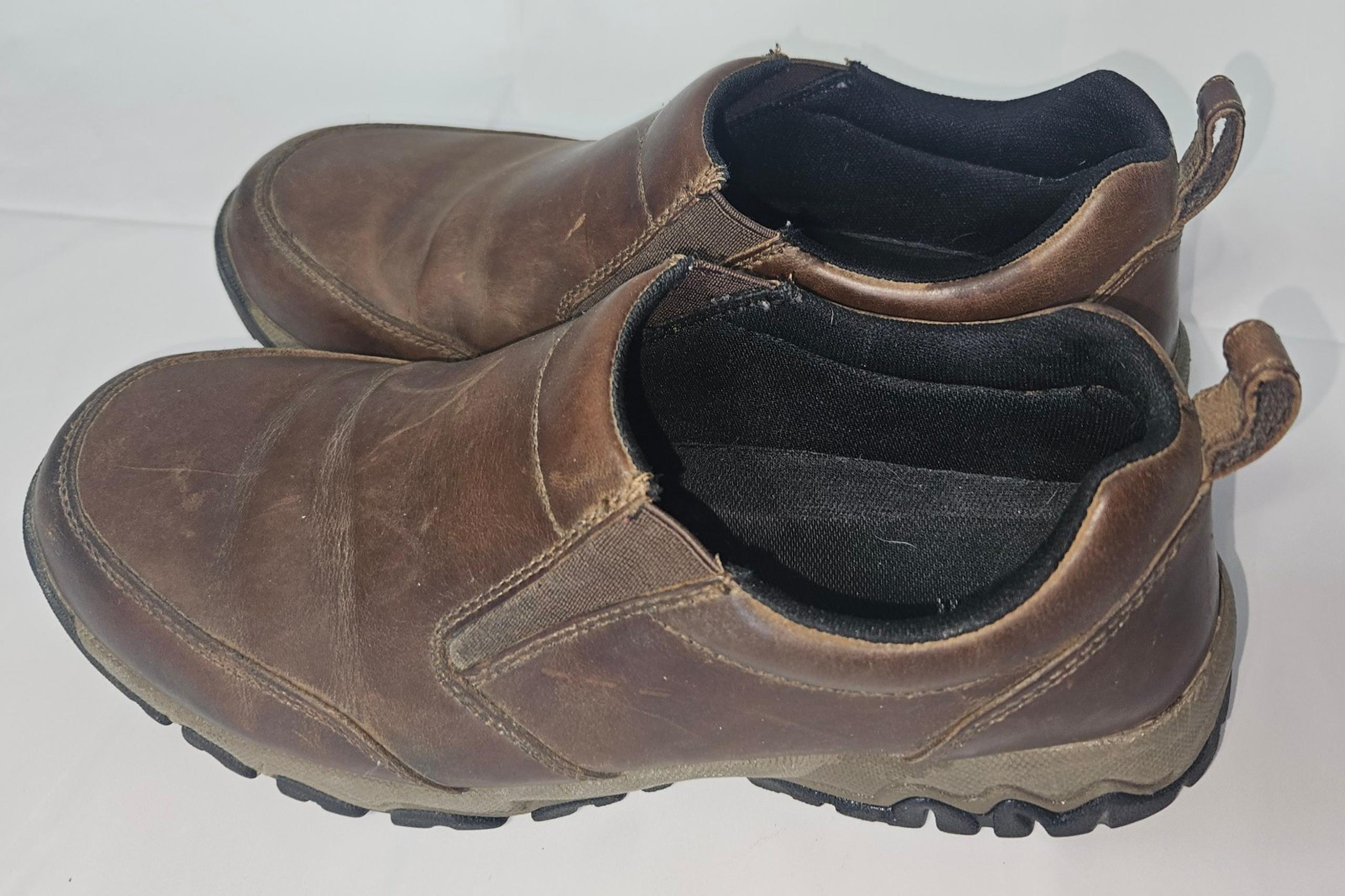 Duluth Trading Co US Wild Boar Leather Moc 49521 Brown Shoes Mens Size 11 W